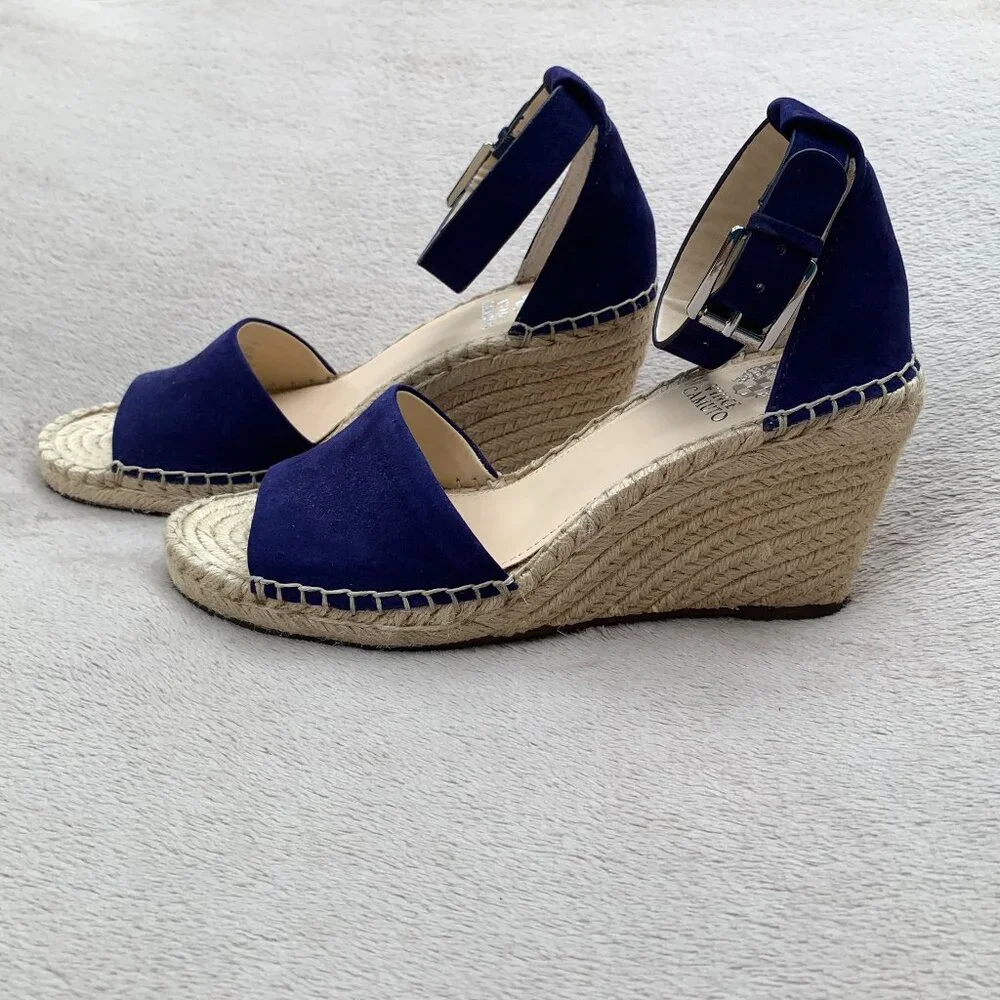 Vince Camuto Leera Genuine Leather Espadrille Platform Wedge Sandals Sz8